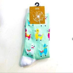 Green Pink Yellow Llama Socks New